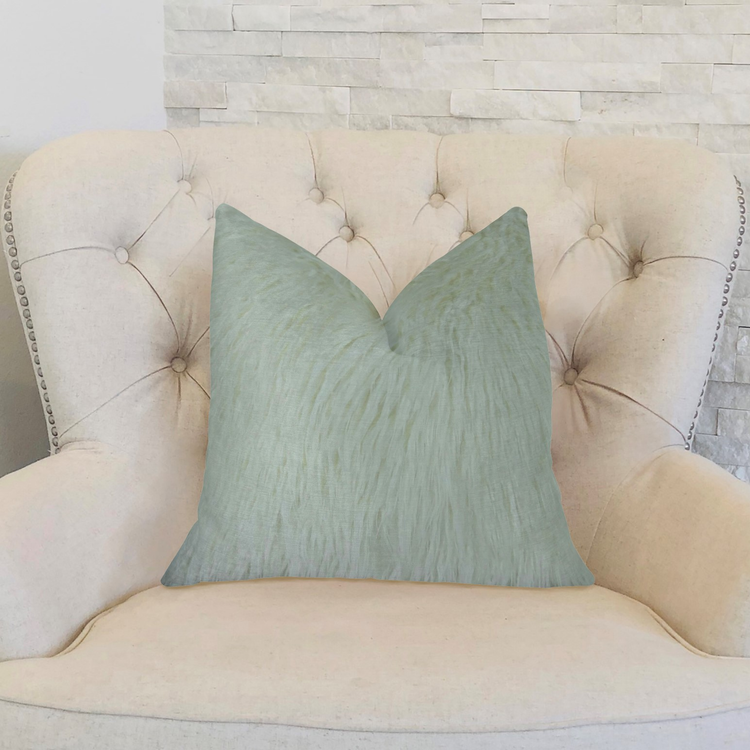 Plutus Mongolian White Faux Fur Luxury Throw Pillow