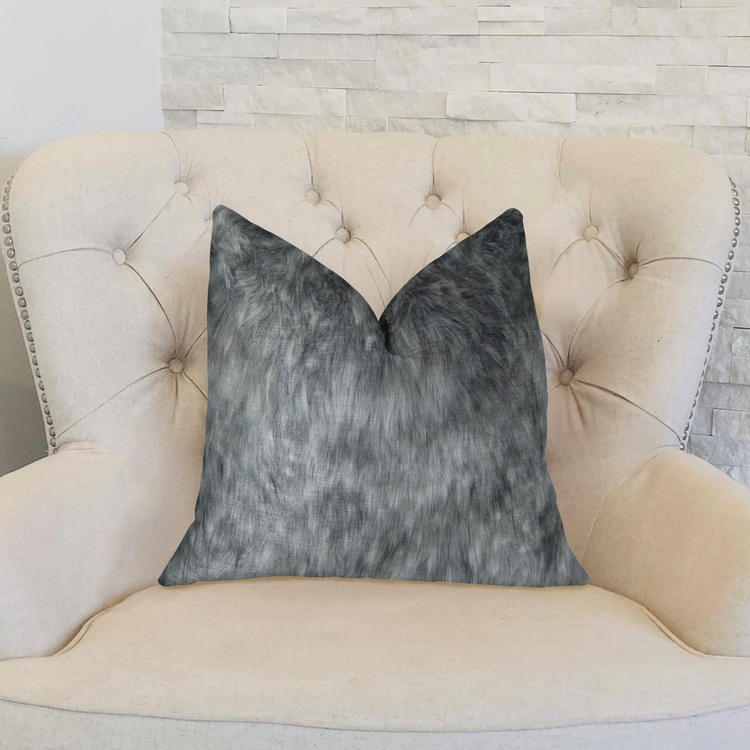 Plutus Wild Gray Wolf Gray White Handmade Luxury Pillow
