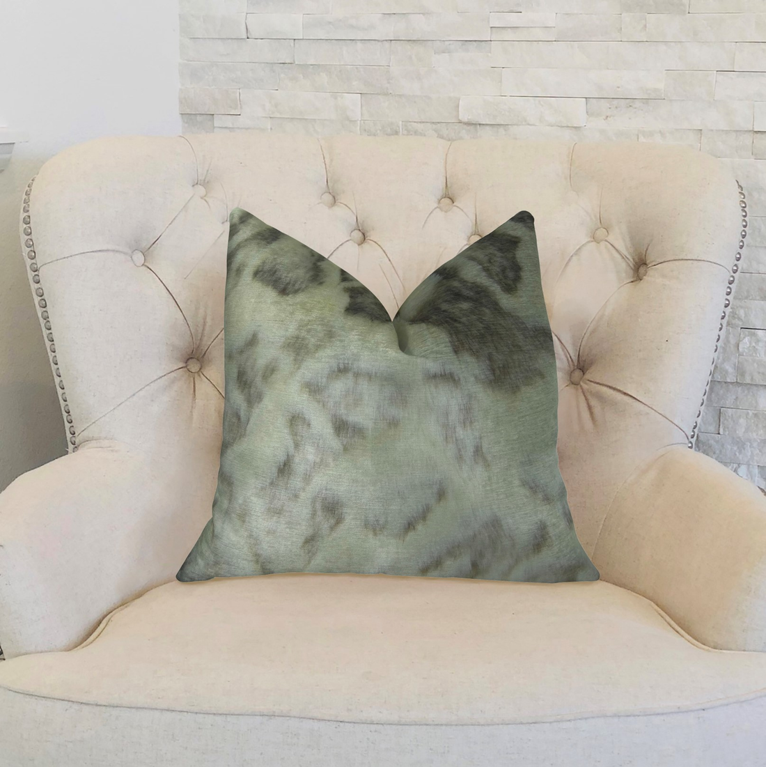 Plutus Rabbit Ivory Gray Faux Fur Luxury Throw Pillow