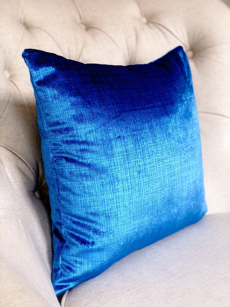 Plutus Electric Azure Blue Handmade Luxury Pillow