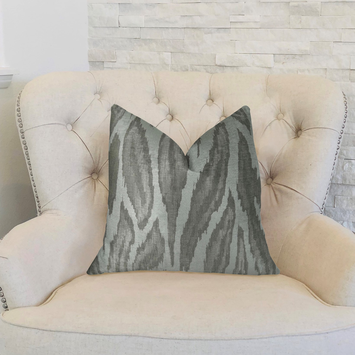 Plutus Agate River Gray Silver Ivory Handmade Luxury Pillow