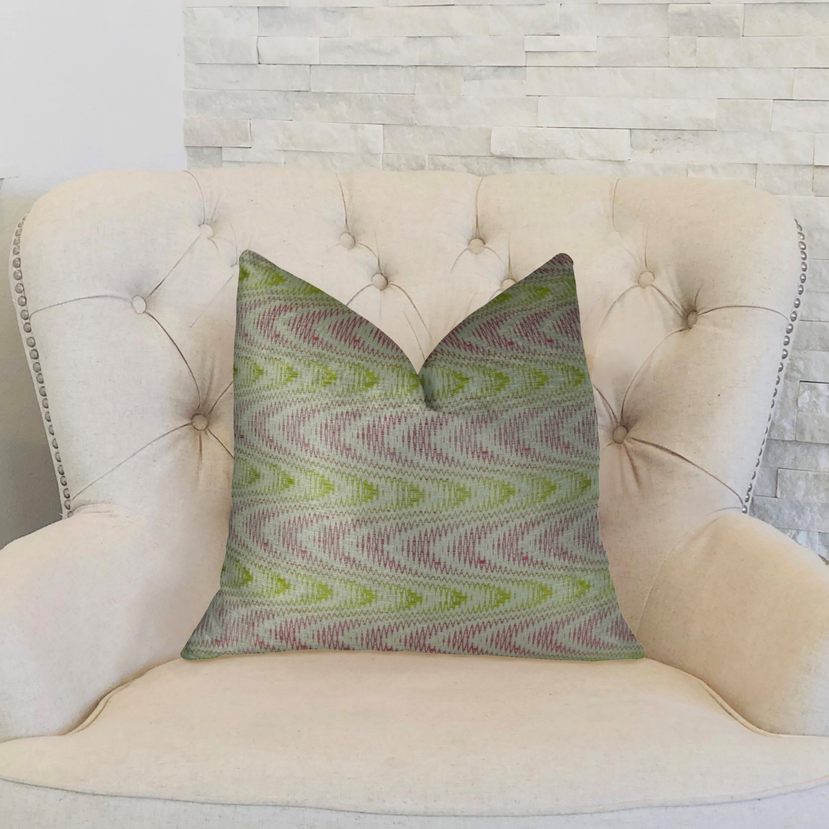 Plutus Sound Waves Beet Citrine Ivory Handmade Luxury Pillow