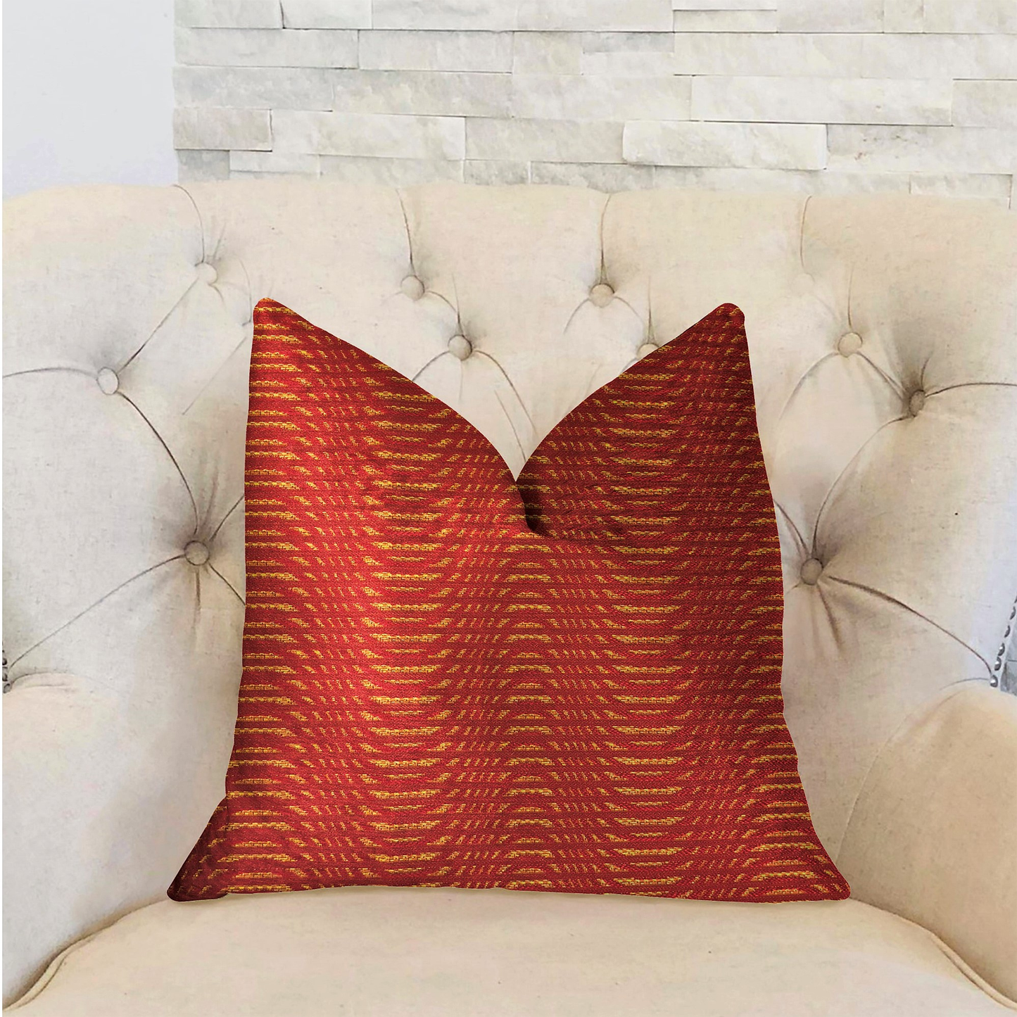 Plutus New Earth Ripple Red Luxury Throw Pillow