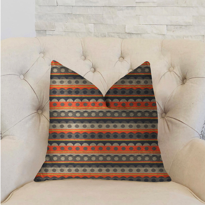 Plutus Story Circle Red, Blue and Gray Luxury Throw Pillow