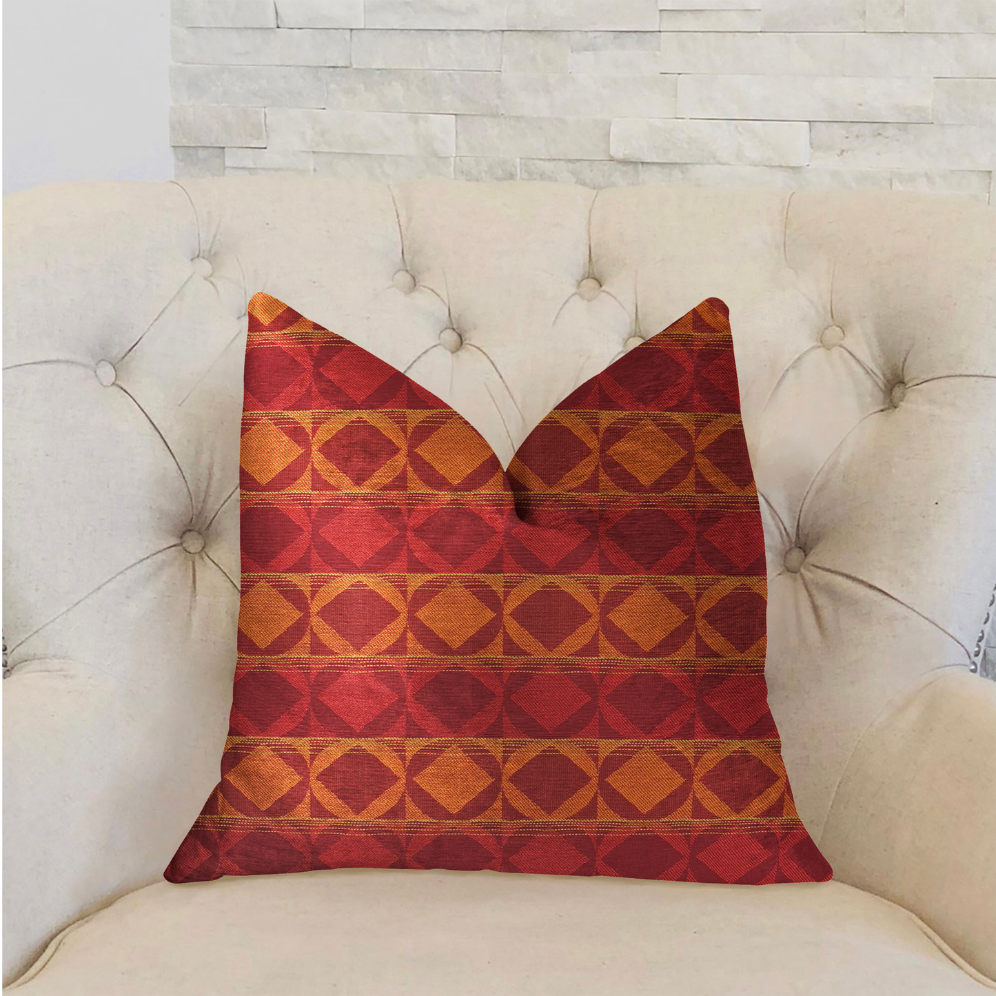 Plutus Celestial Red and Orange Luxury Throw Pillow