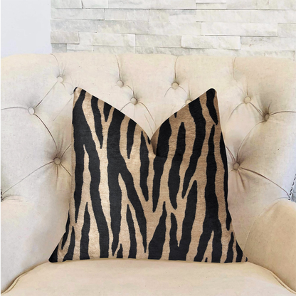 Plutus Zippy Zebra Black and Beige Luxury Throw Pillow