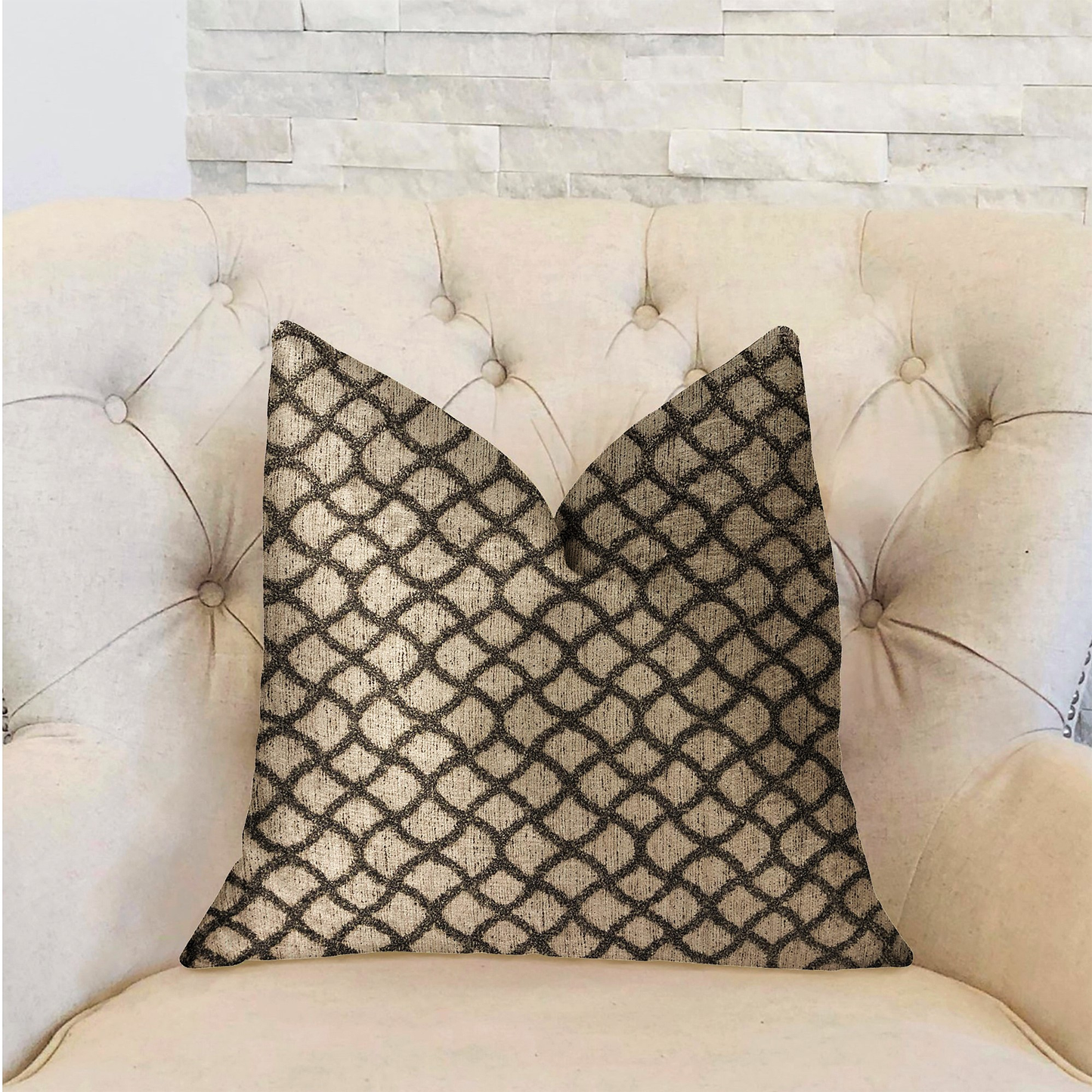 Plutus Galactic Ringlet Brown and Beige Luxury Throw Pillow