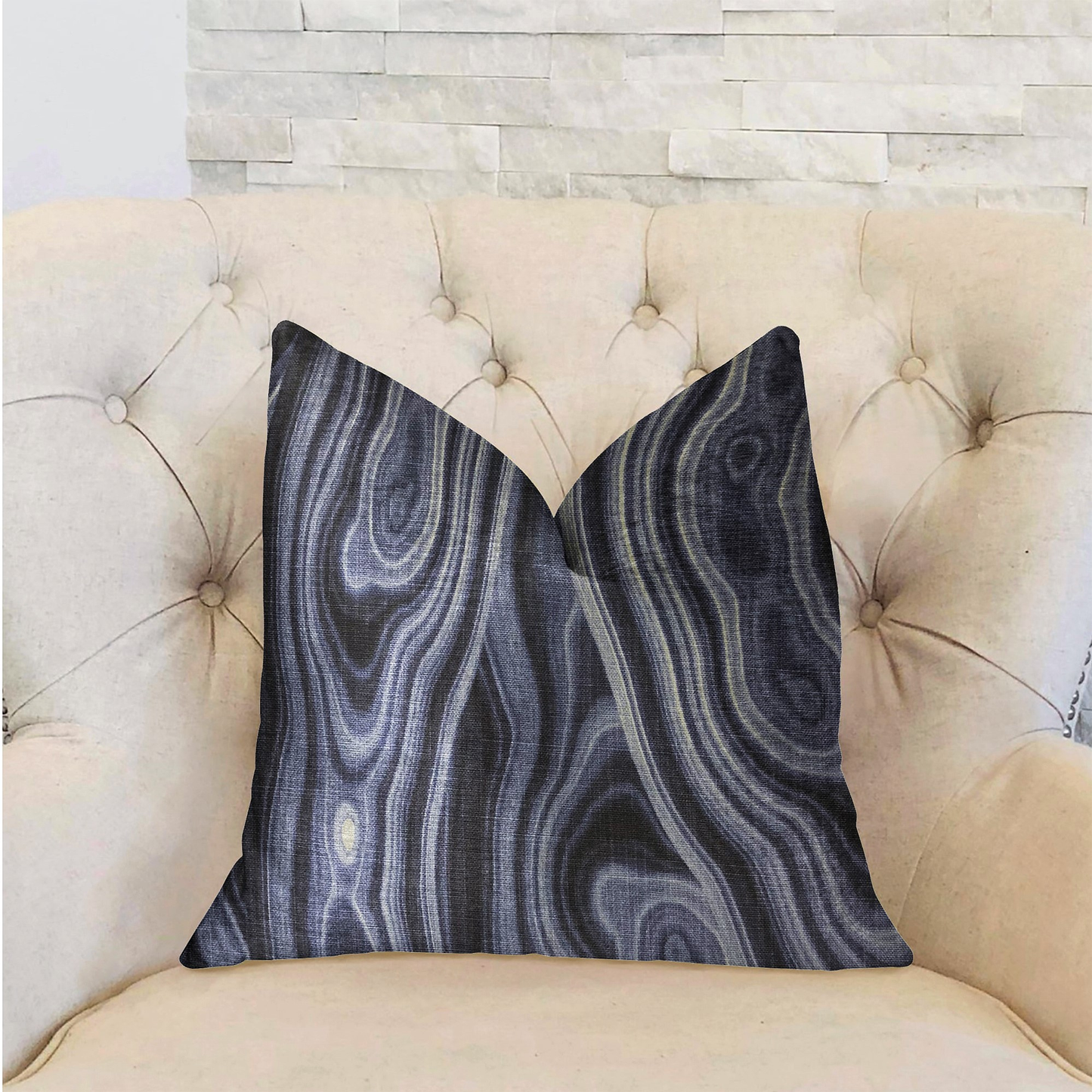Plutus Swiss Marble Blue Luxury Throw Pillow