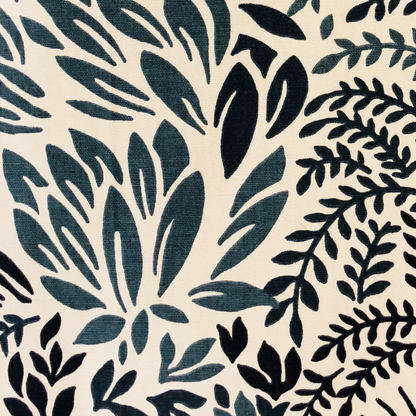 Plutus Leaf Snap Blue and Beige Luxury Throw Pillow
