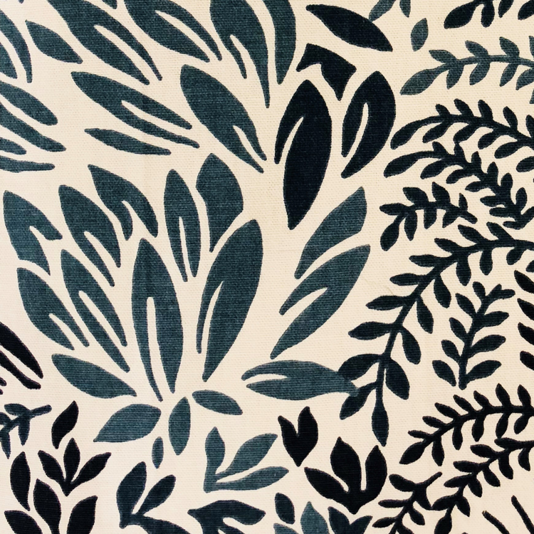 Plutus Leaf Snap Blue and Beige Luxury Throw Pillow