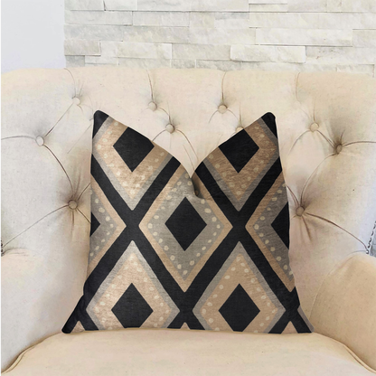 Plutus Jager Dotz Blue and Beige Luxury Throw Pillow
