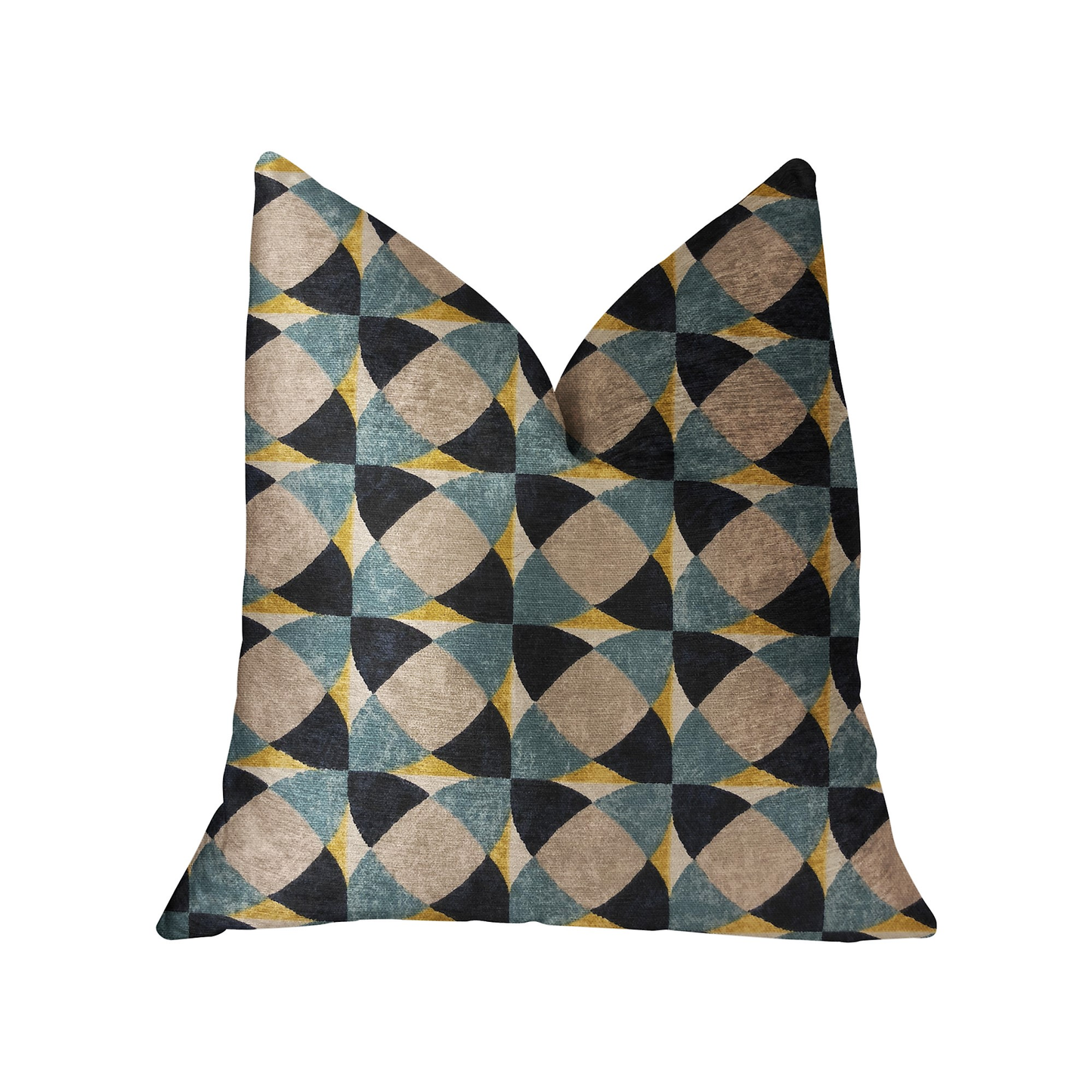 Plutus Shape Reflections Blue and Beige Luxury Throw Pillow