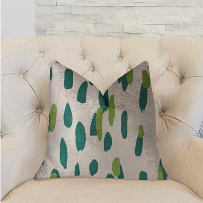 Plutus Bosky Willow Green and Beige Luxury Throw Pillow