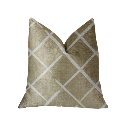 Plutus DaVinci Beige and Brown Luxury Throw Pillow