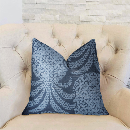 Plutus Pineapple Crush Blue and Black Luxury Throw Pillow