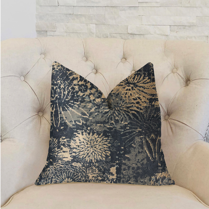 Plutus Lazuli Blue and Beige Luxury Throw Pillow
