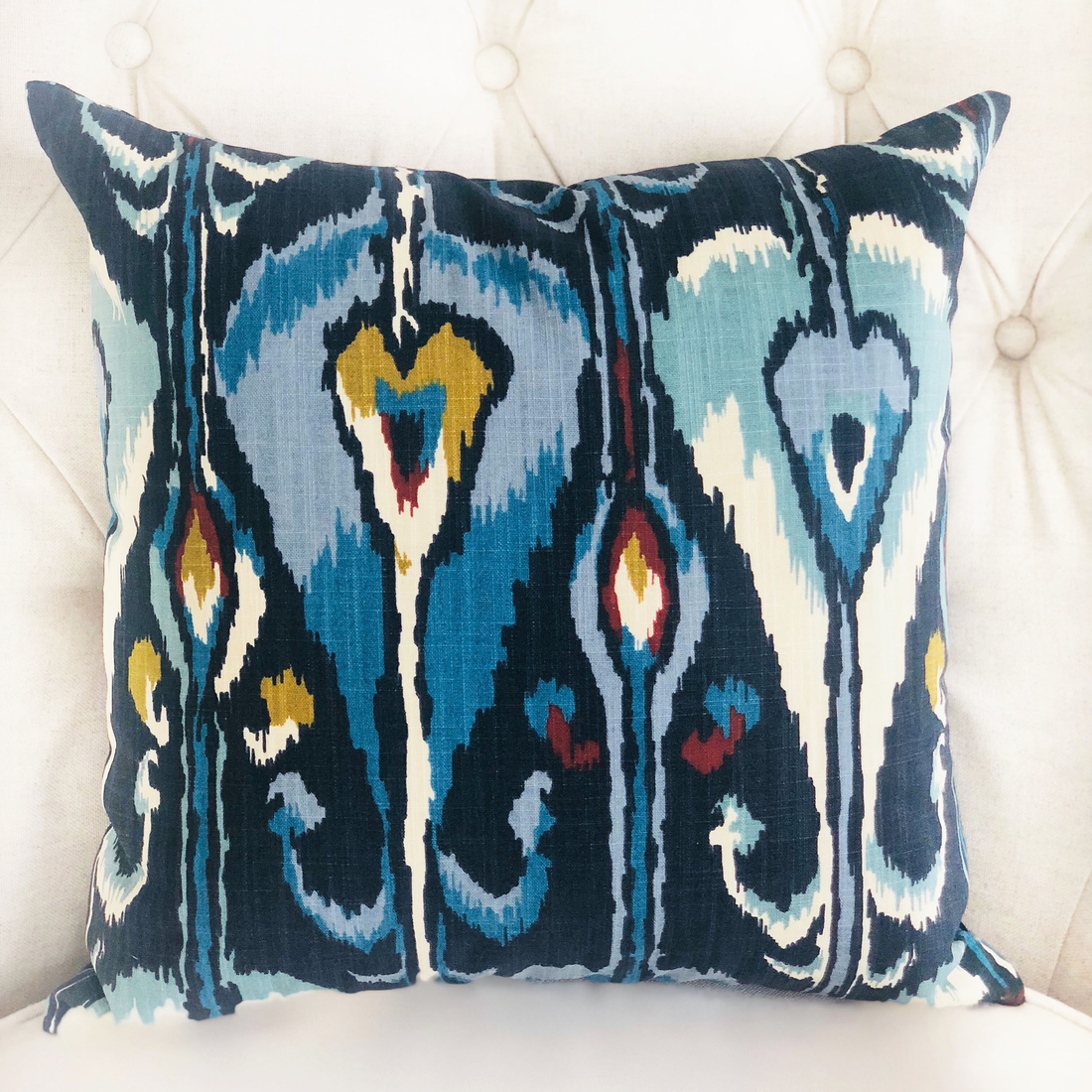 Plutus Deep Sanctuary Blue and Gray Luxury Throw Pillow