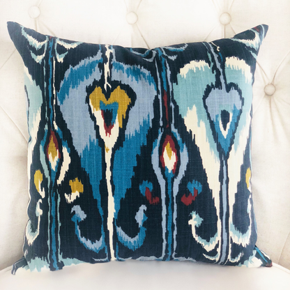 Plutus Deep Sanctuary Blue and Gray Luxury Throw Pillow