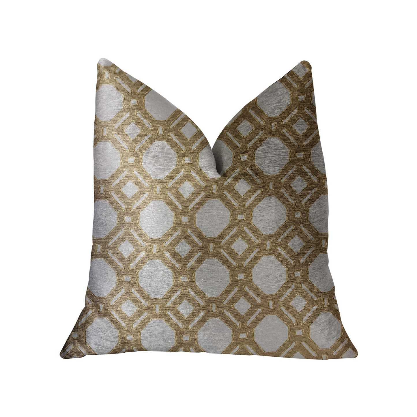 Plutus Medallion Eclipse Beige and Gray Luxury Throw Pillow