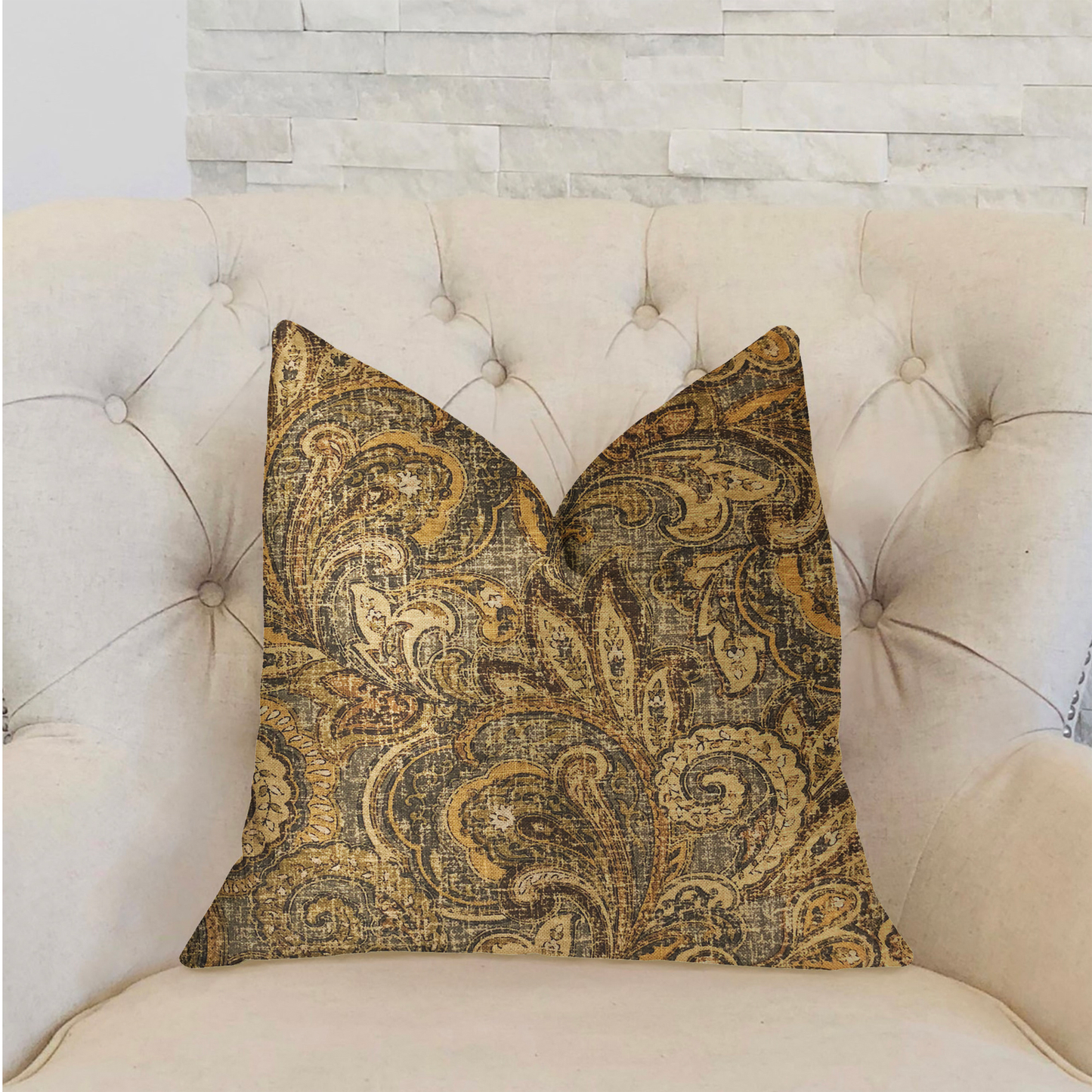 Plutus Cypress Field Brown Luxury Throw Pillow
