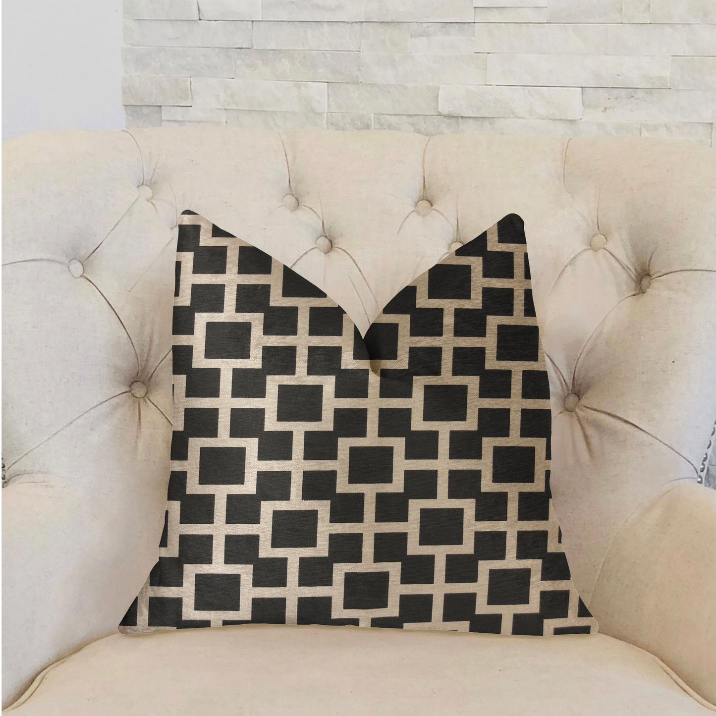 Plutus Petunia Black and White Luxury Throw Pillow