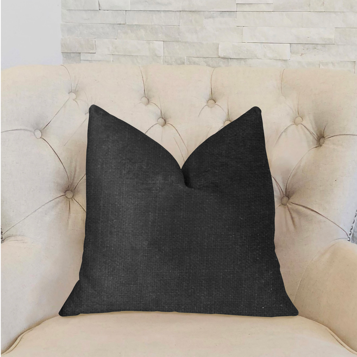 Plutus Luna Black Luxury Throw Pillow