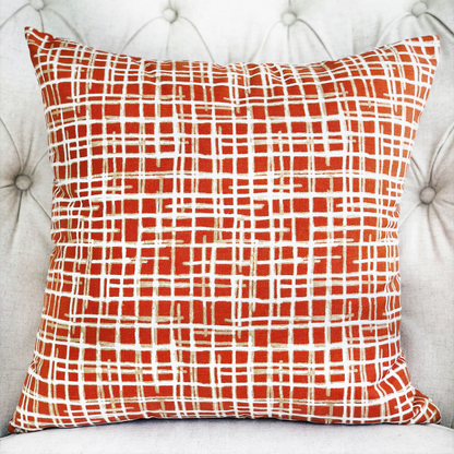Plutus Spiced Fields Orange and Beige Luxury Throw Pillow