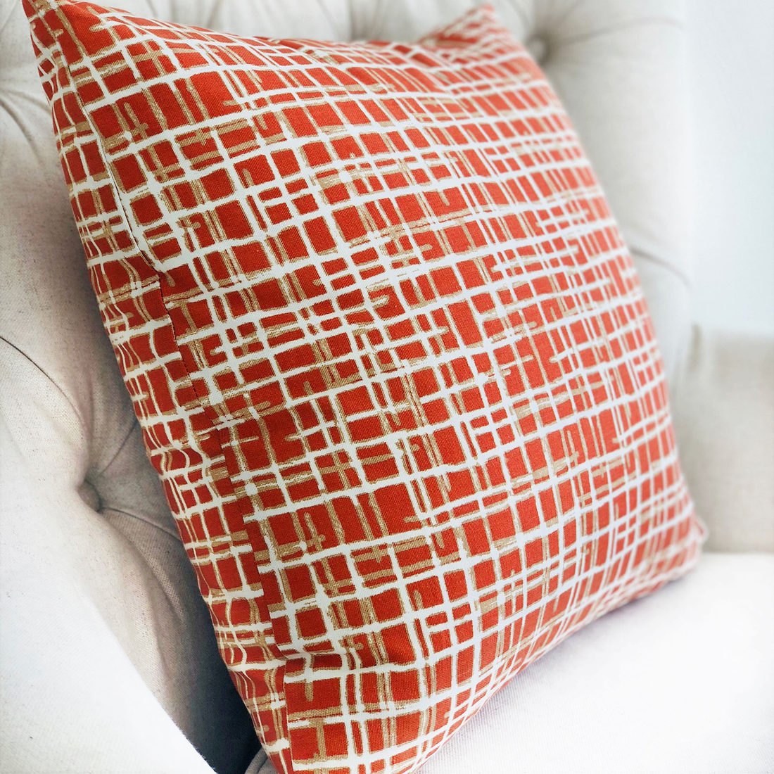 Plutus Spiced Fields Orange and Beige Luxury Throw Pillow