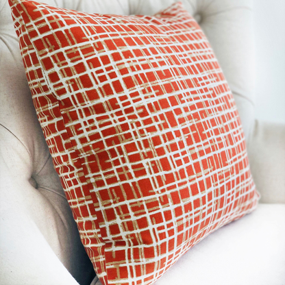 Plutus Spiced Fields Orange and Beige Luxury Throw Pillow