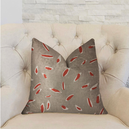 Plutus Petal Party Orange and Beige Luxury Throw Pillow