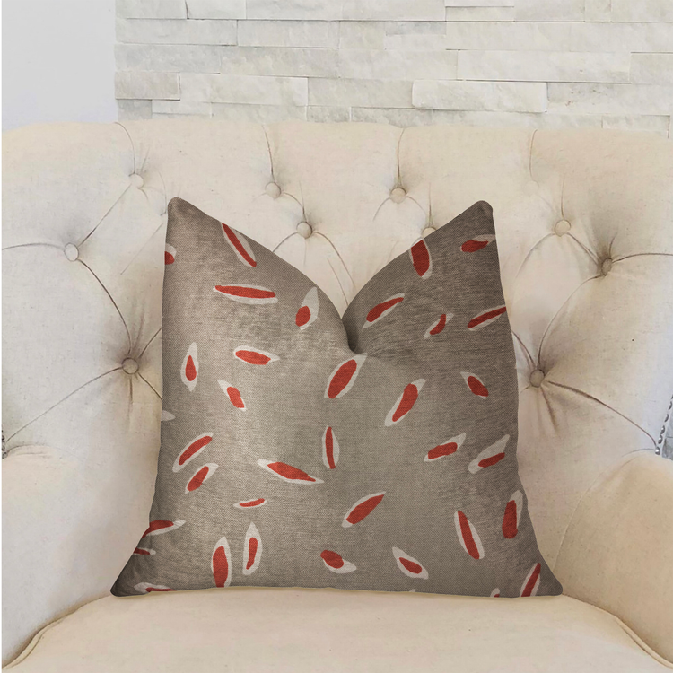 Plutus Petal Party Orange and Beige Luxury Throw Pillow