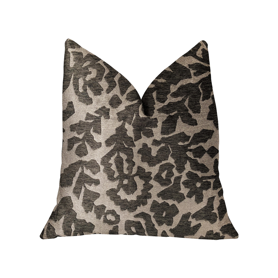 Plutus Lustrous Leaves Gray Luxury Throw Pillow