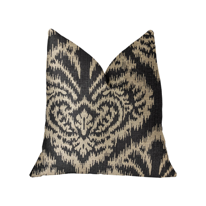 Plutus Floral Fantasy Black and Beige Luxury Throw Pillow