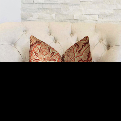Plutus Enchanted Prairie Red and Beige Luxury Throw Pillow