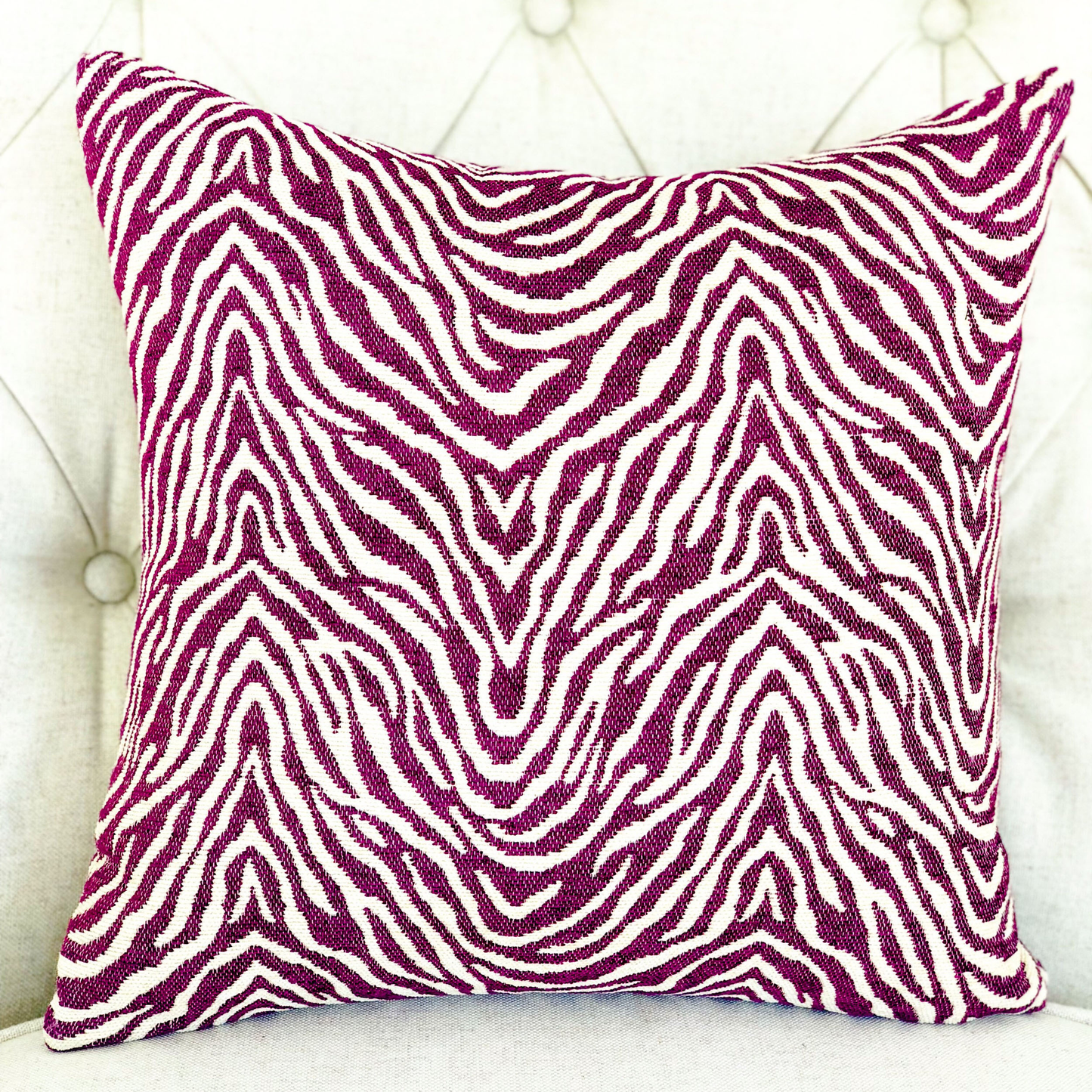 Plutus Oasis Waves Purple and Beige Luxury Throw Pillow