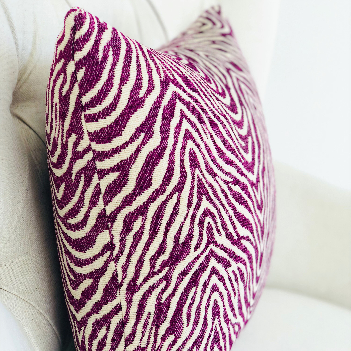 Plutus Oasis Waves Purple and Beige Luxury Throw Pillow
