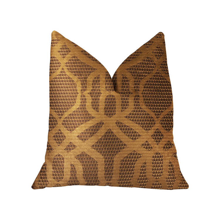 Plutus Portia Gold and Brown Luxury Throw Pillow