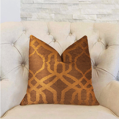 Plutus Portia Gold and Brown Luxury Throw Pillow