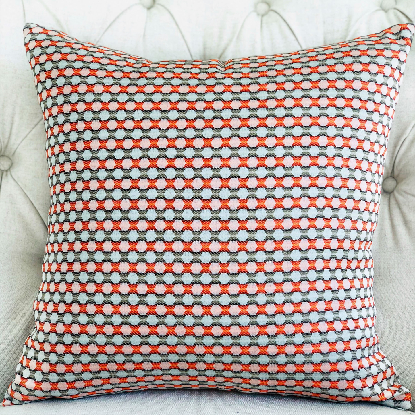 Plutus Sunny Cave Orange and Beige Luxury Throw Pillow