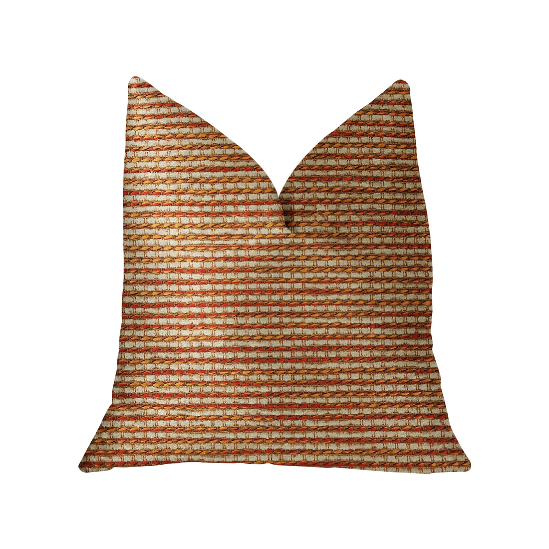 Plutus French Brick Orange and Beige Luxury Throw Pillow
