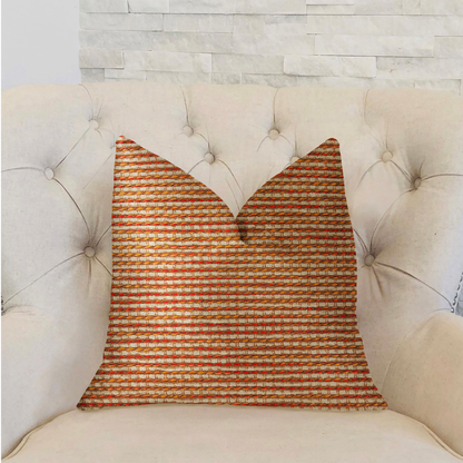Plutus French Brick Orange and Beige Luxury Throw Pillow