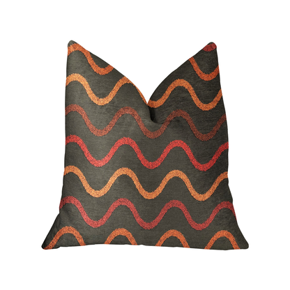 Plutus Serenity Flow Gray and Orange Luxury Throw Pillow