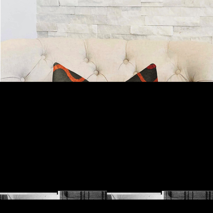 Plutus Serenity Flow Gray and Orange Luxury Throw Pillow