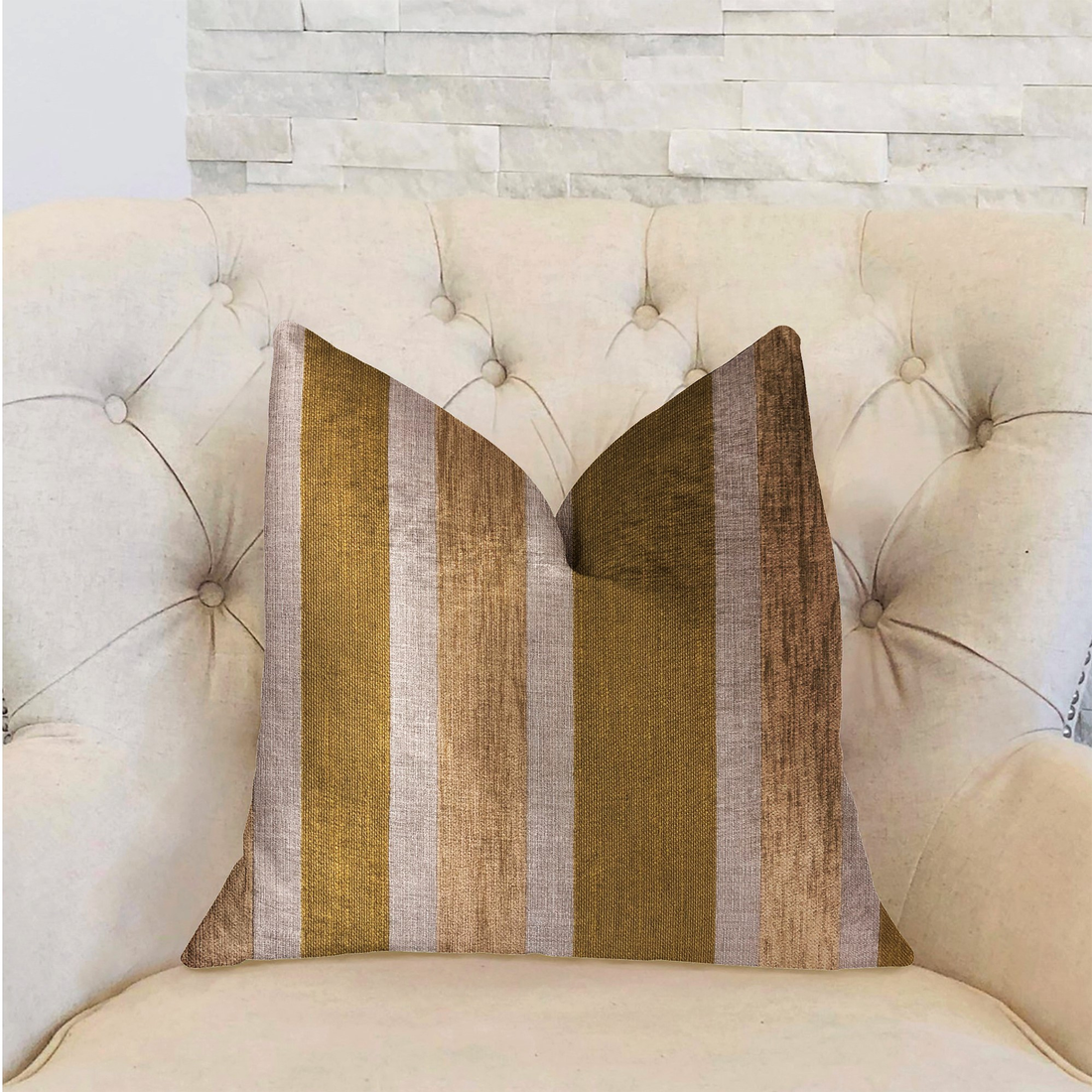 Plutus Golden Tan Lines Gold Luxury Throw Pillow