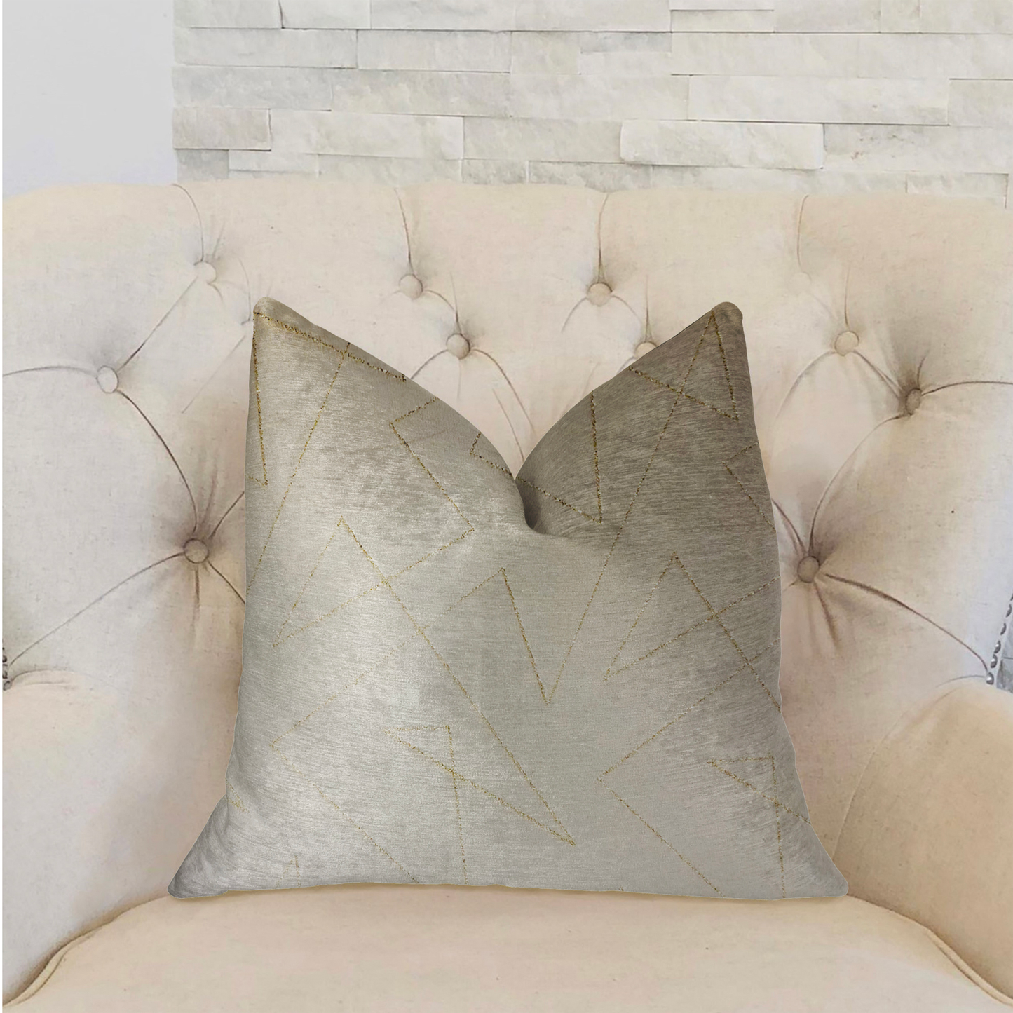 Plutus Gold Divinity Gold and Beige Luxury Throw Pillow