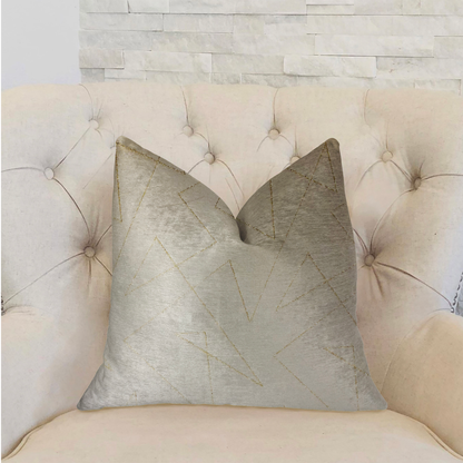 Plutus Gold Divinity Gold and Beige Luxury Throw Pillow