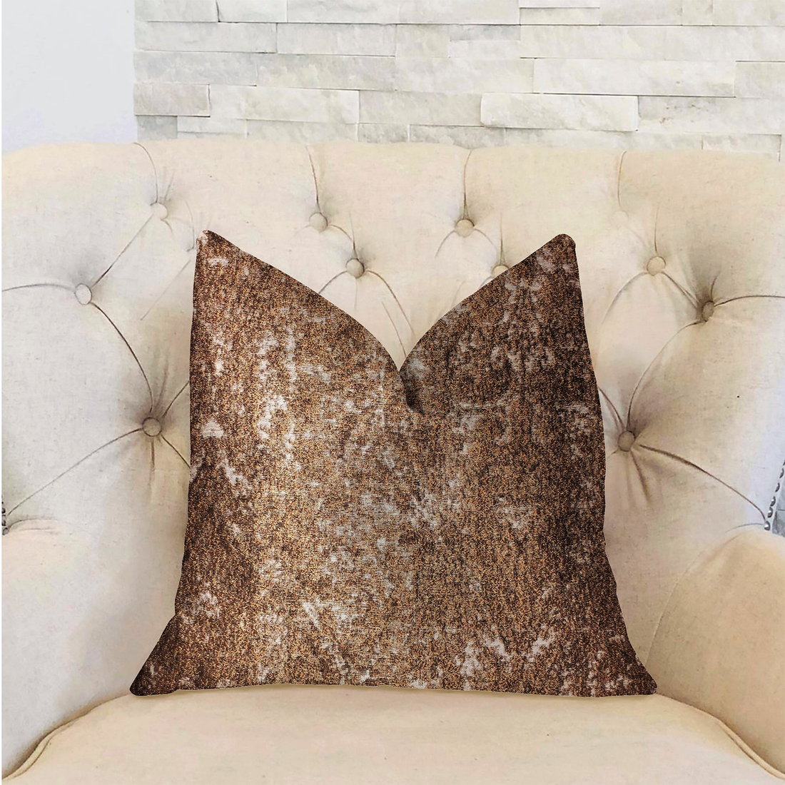 Plutus Chestnut Crush Brown Luxury Throw Pillow
