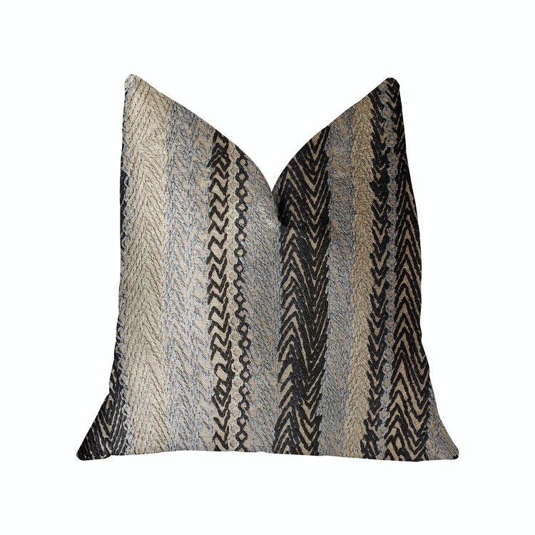 Plutus Grey Horizon Blue and Gray Luxury Throw Pillow