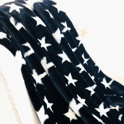 Plutus Black and White Stars Soft Handmade Luxury Throw