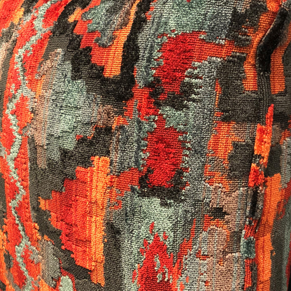 Plutus Sachi Love Red, Blue and Orange Ikat Luxury Throw Pillow